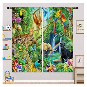 New Safari Curtains. Two panels. 29.5 x 65 inches.